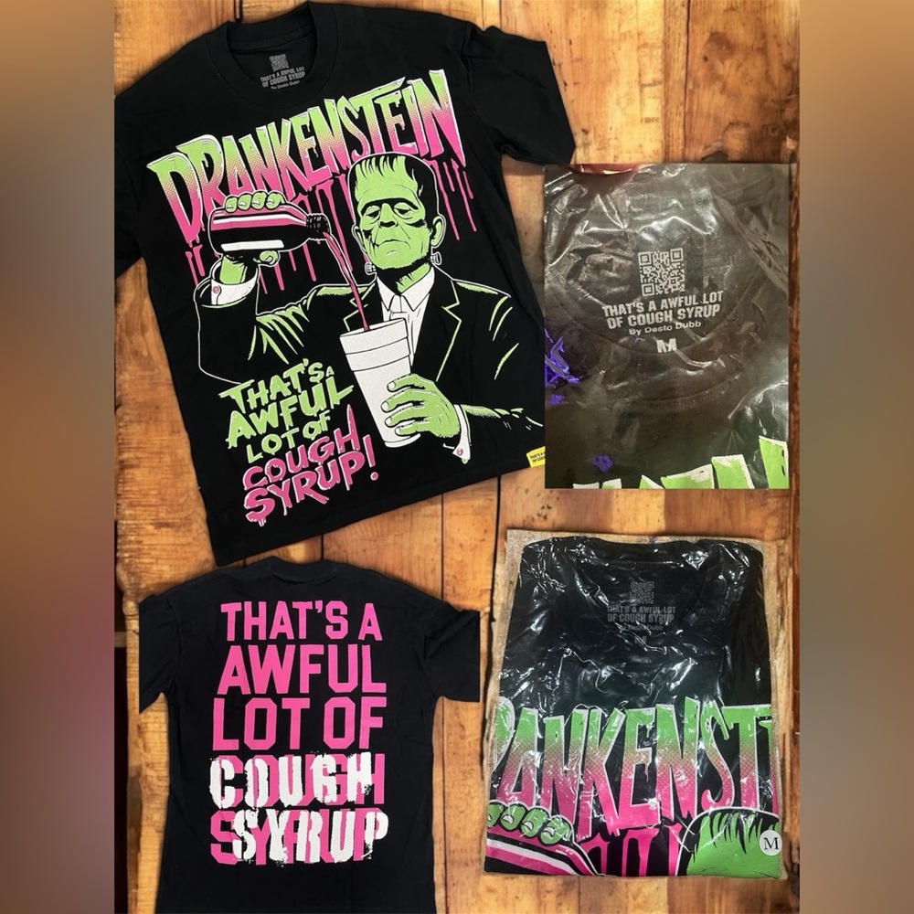 Black and Green Short Sleeve Graphic Tees